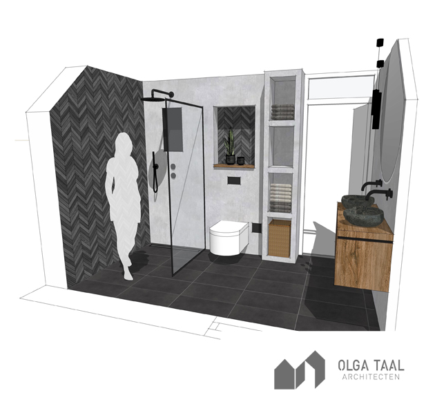 Olga Taal Architecten Ontwerp verbouwing badkamer interieur aalst architect